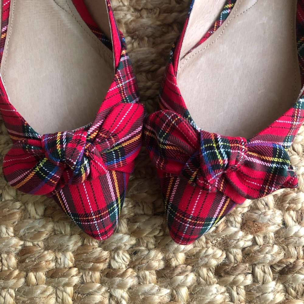 New: J Jill Simone Ballet Flat in Tartan w Bow. Size 9